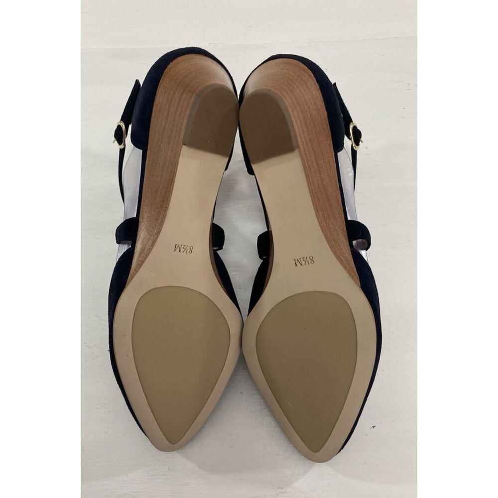 Talbots Laney Wedge Heels Womens 8.5M Indigo Blue Leather Criss Cross Shoes - Picture 6 of 10